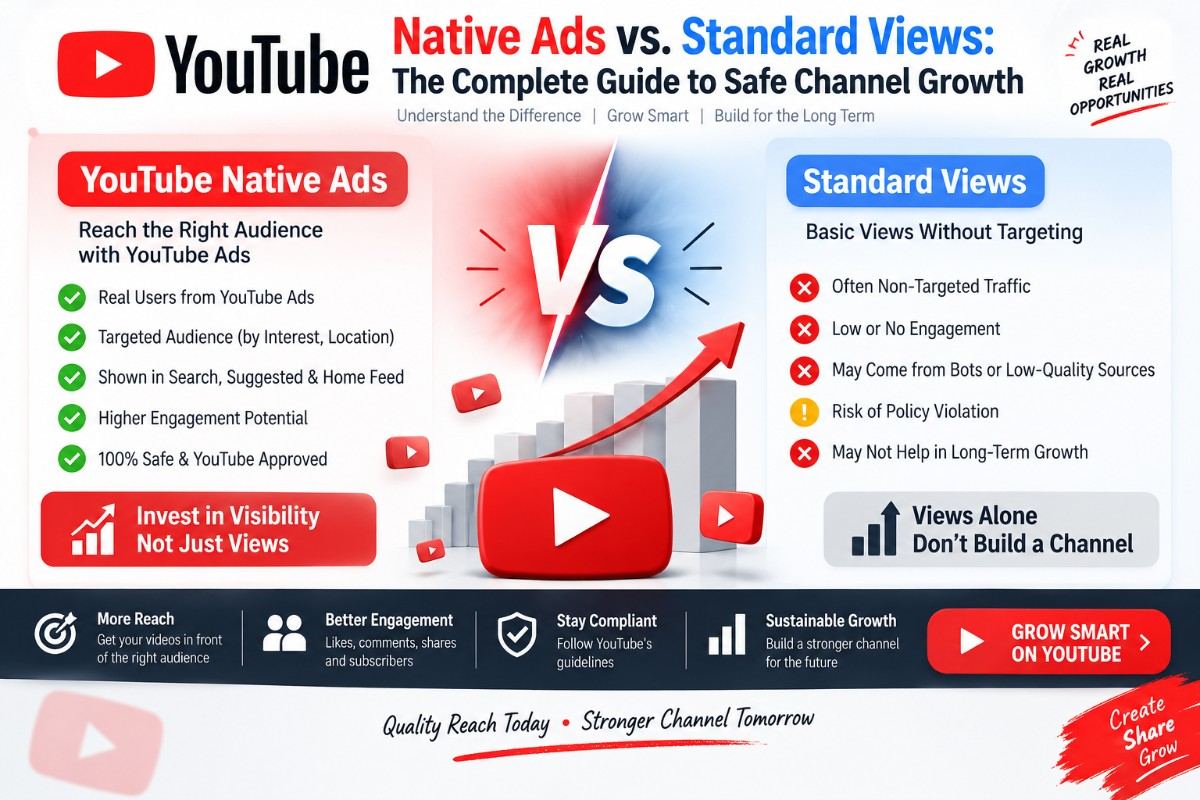 YouTube Native Ads vs. Standard Views: The Complete Guide to Safe Channel Growth