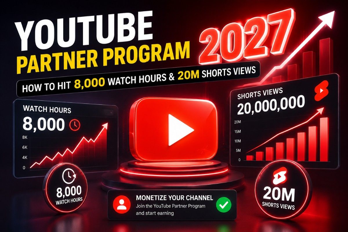 YouTube Partner Program 2027: How to Hit 8,000 Watch Hours & 20M Shorts Views